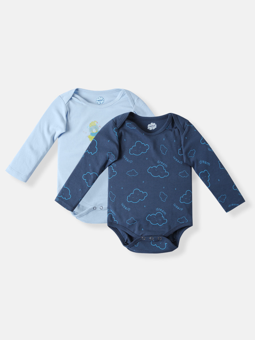 Nautinatis Infants Cotton Interlock Pack of 2 Cloud Print Onesie