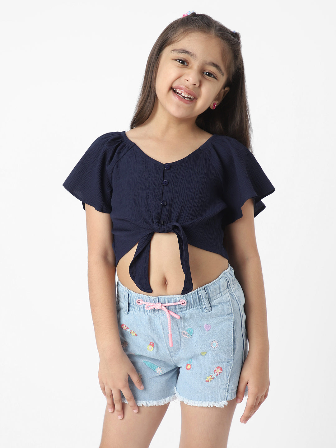 Nautinati Girls' Crop Top With Raglan Sleeves