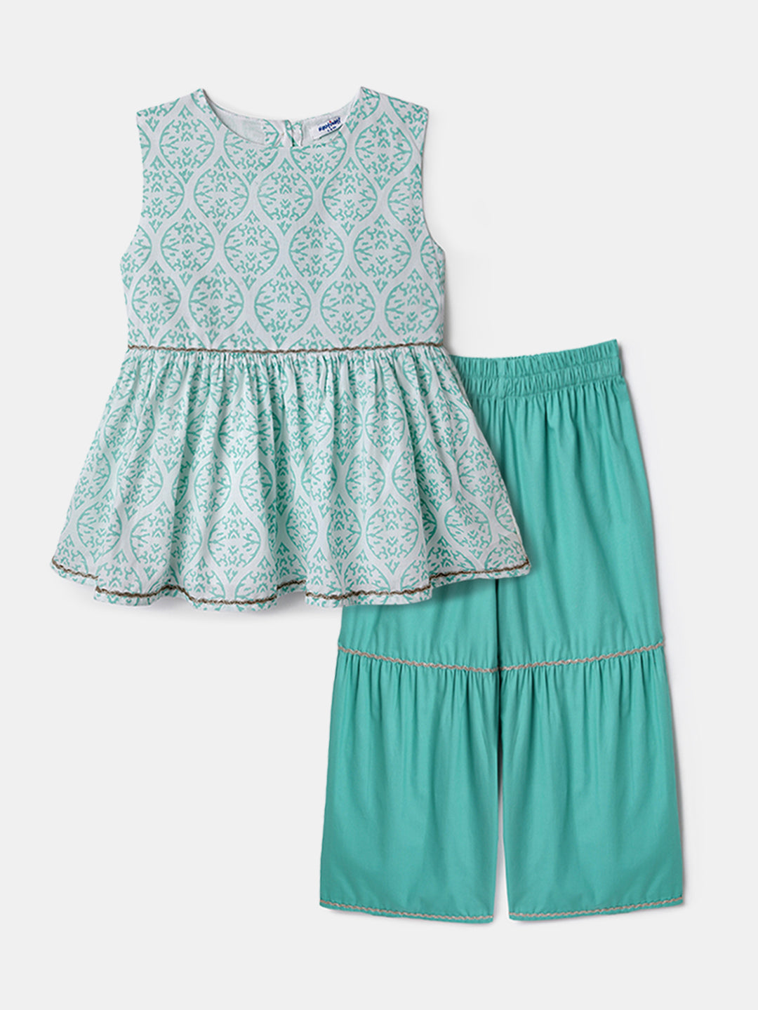 Nautinati Girls Ethnic Top & Bottom Set | Pack of 1 | 5-6Y