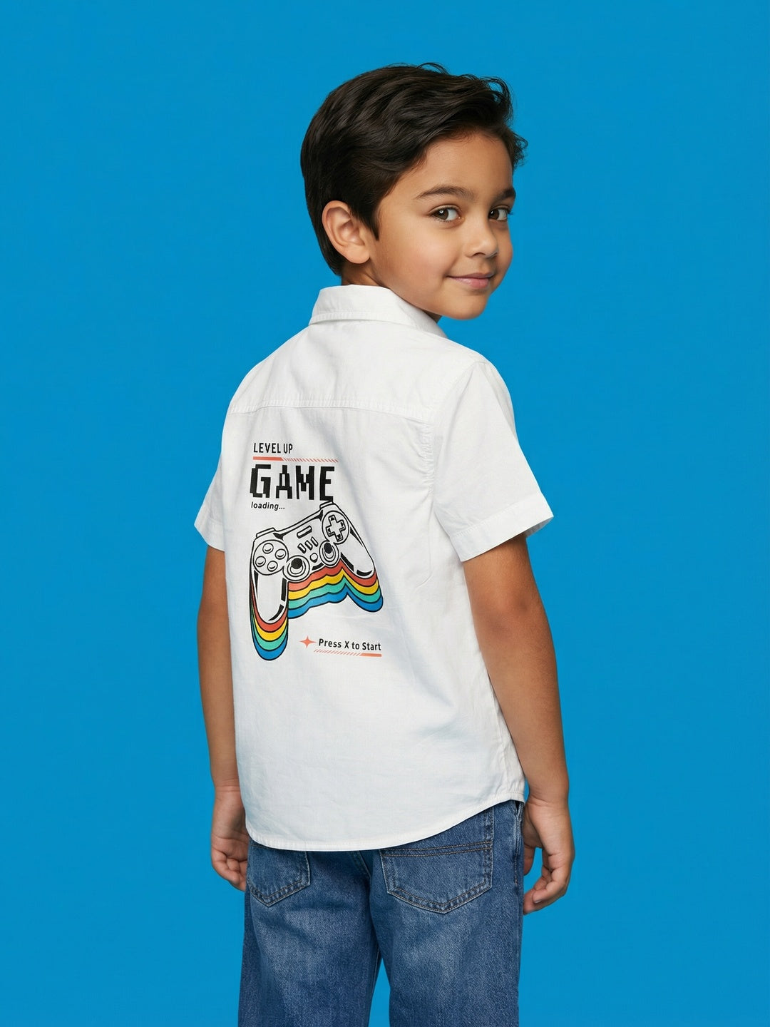 Nautinati Boys' 100% Cotton Woven Gaming Graphic Print Shirt