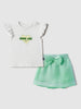 Nautinati Oraganza Green Bow Skirt With White Top Set for Girls