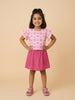 Nautinati Girls Minnie Mouse Printed Regular Fit Round Neck T-shirt and Skirt Clothing Set