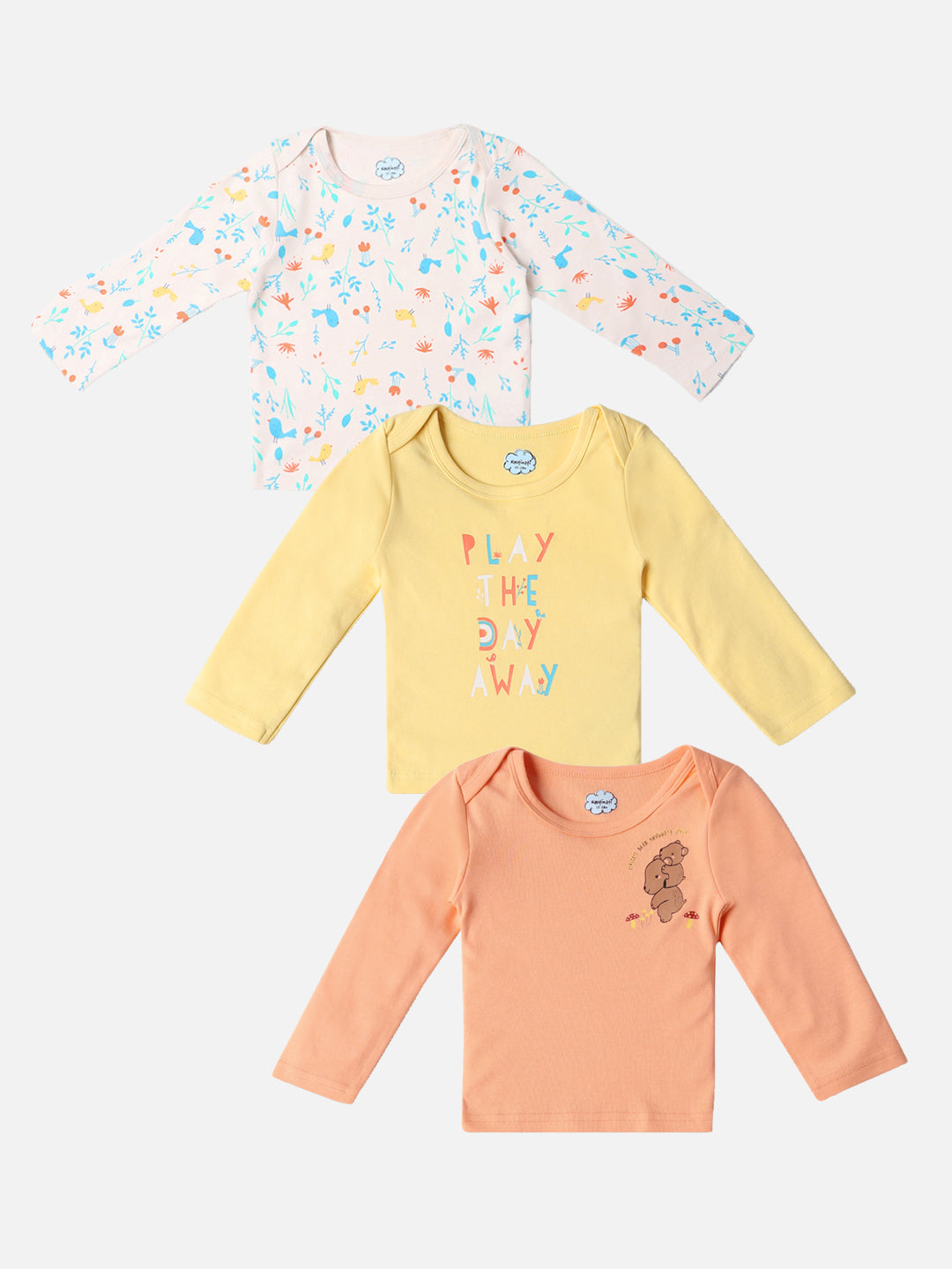 Nautinati Infants Cotton Printed Pack of 3 T-shirt