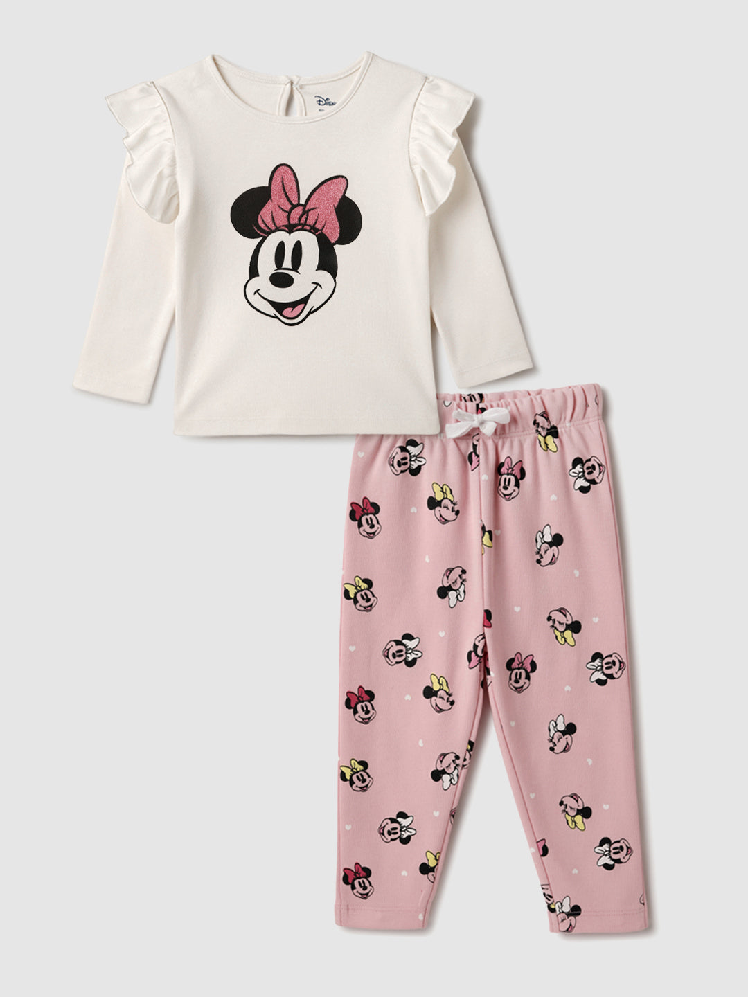 Nautinati Infant Girls’ Cotton Minnie Mouse Printed Top and Pants Set