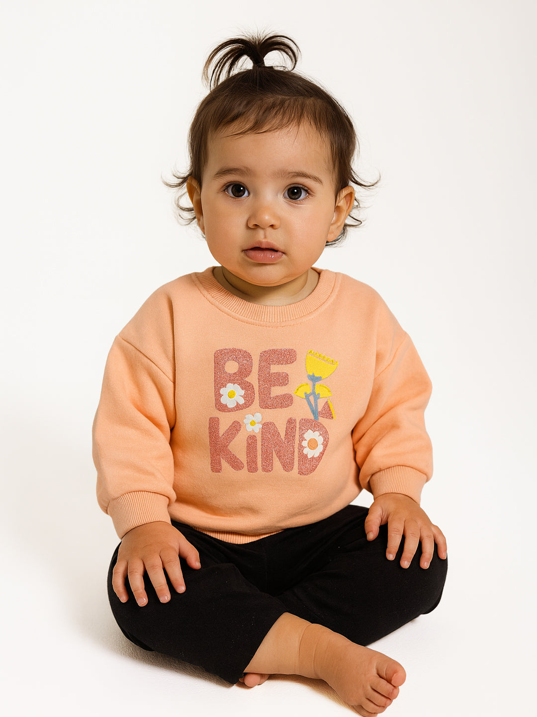 Nautinati Girls Typography Printed Fleece Full Sleeve Sweatshirt