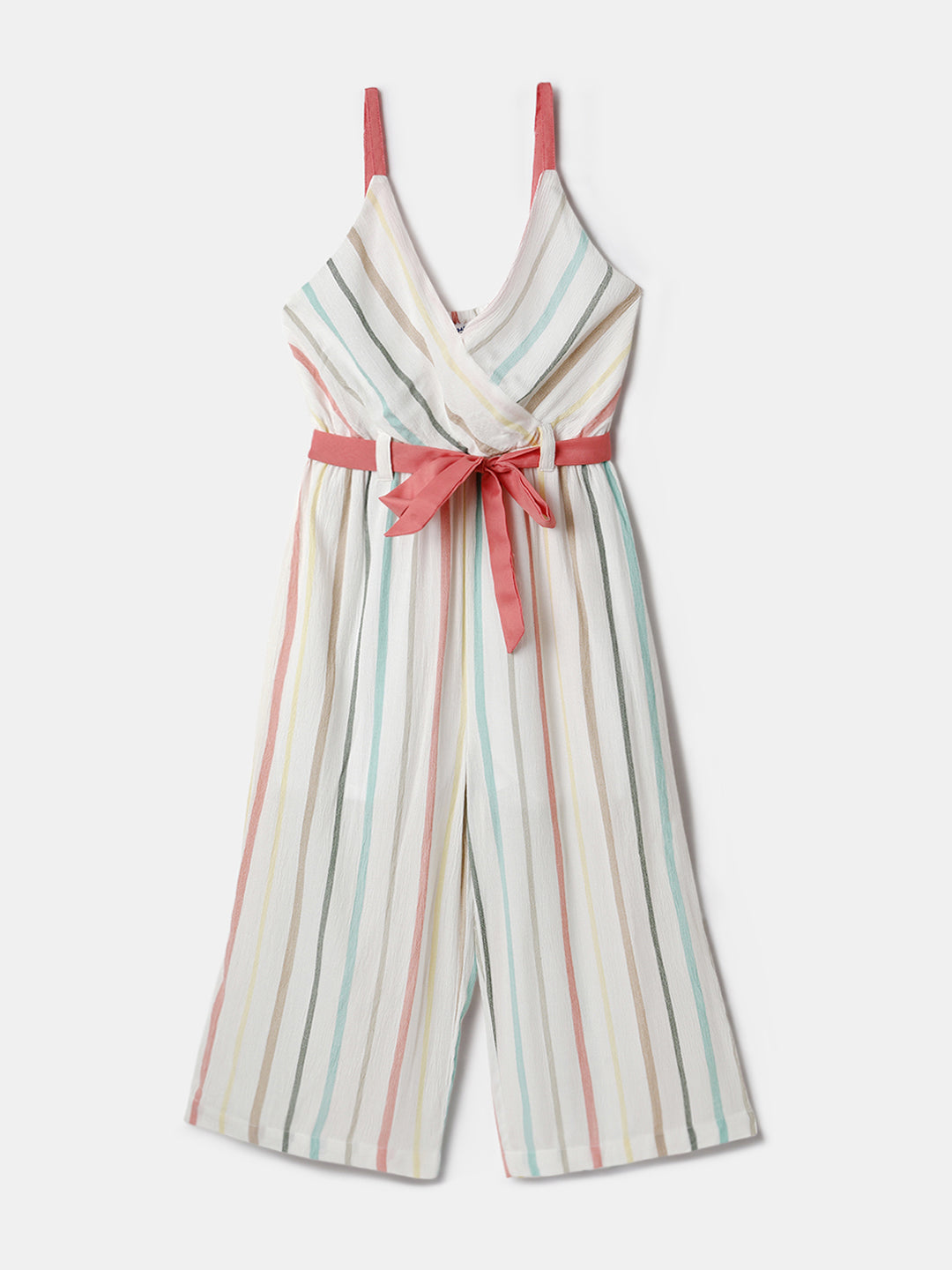 Nautinati Multicolour Strpied Jumpsuit for Girls