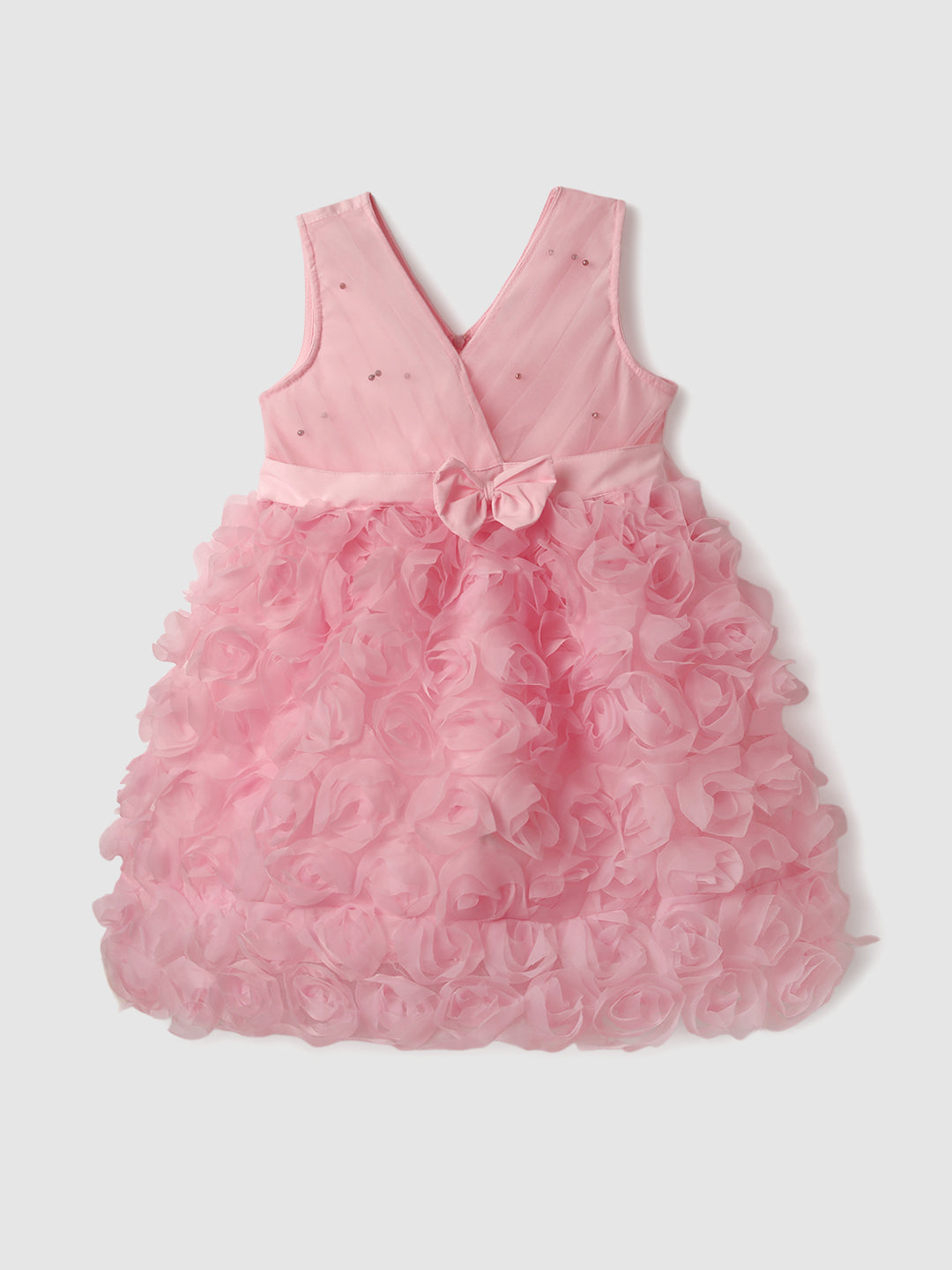 Nautinati Girls' Party Frock With Roses and Pearl Embellishment