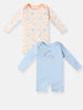 Nautinati Infants Pack of 2 Soft Cotton Printed Rompers With Snap Buttons