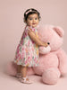 Nautinati Baby Girls' All-over Multicolour Floral Print A-line Pleated Dress with Cotton Lining