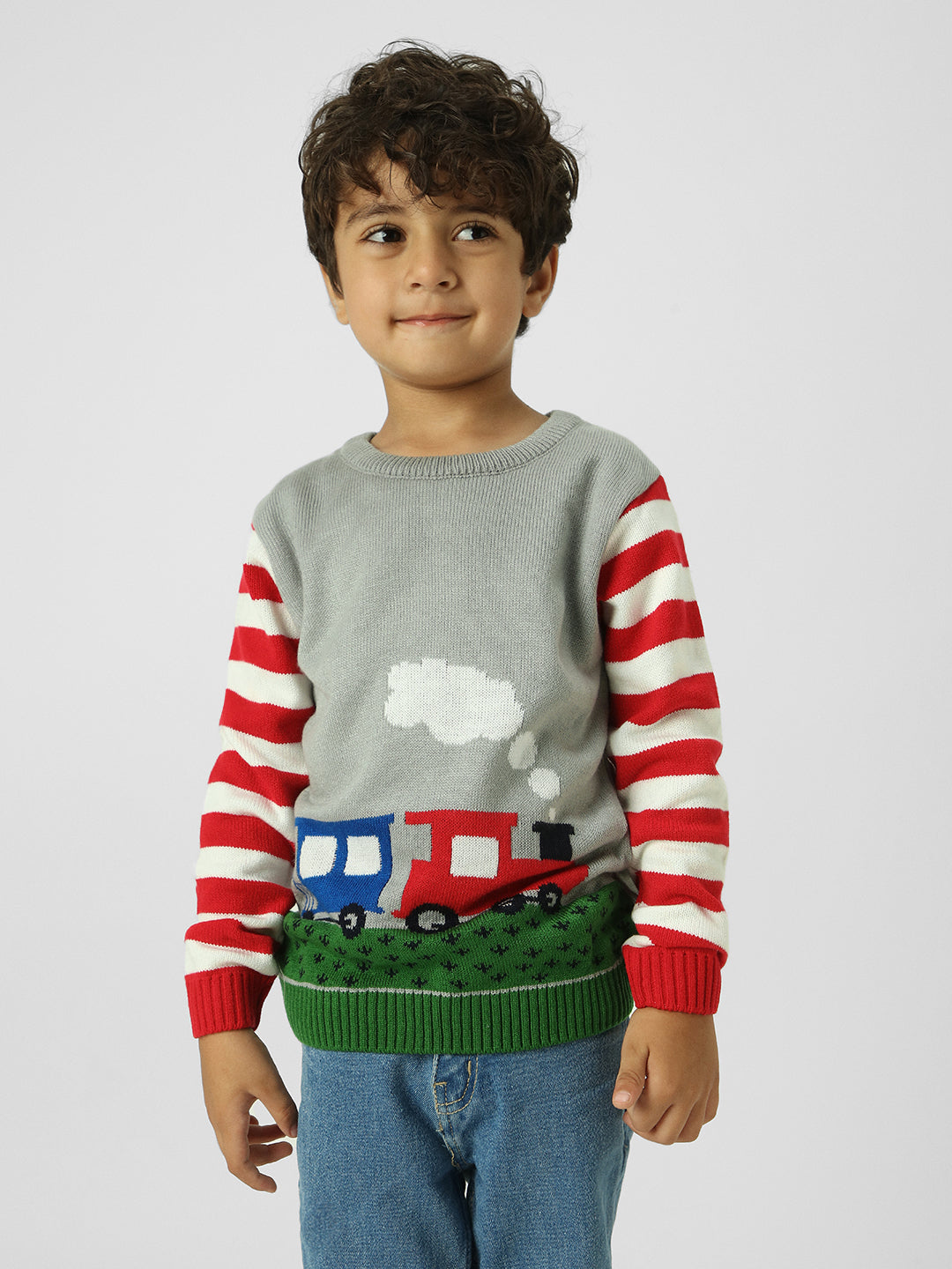 Boys Train-Themed Acrylic Pullover Sweatshirt