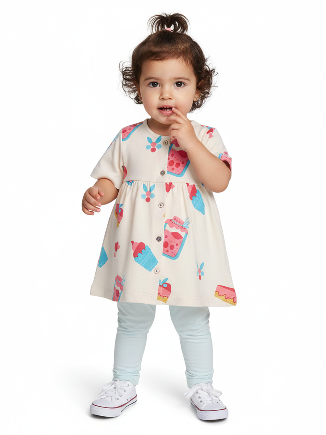 Nautinati Multicolour Printed Top And Leggings Set For Girls