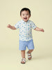 Nautinati Boys' Cotton All-over Sea Animal Printed Shirt and Shorts Co-ord Set