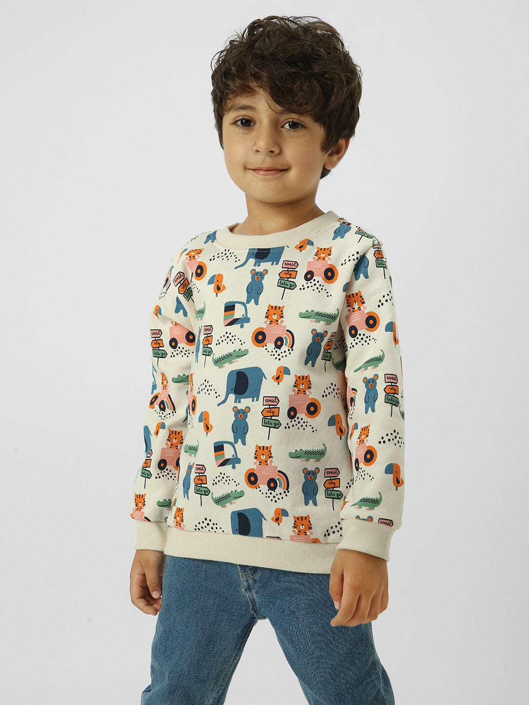 Boys Playful Conversational Printed Sweatshirt