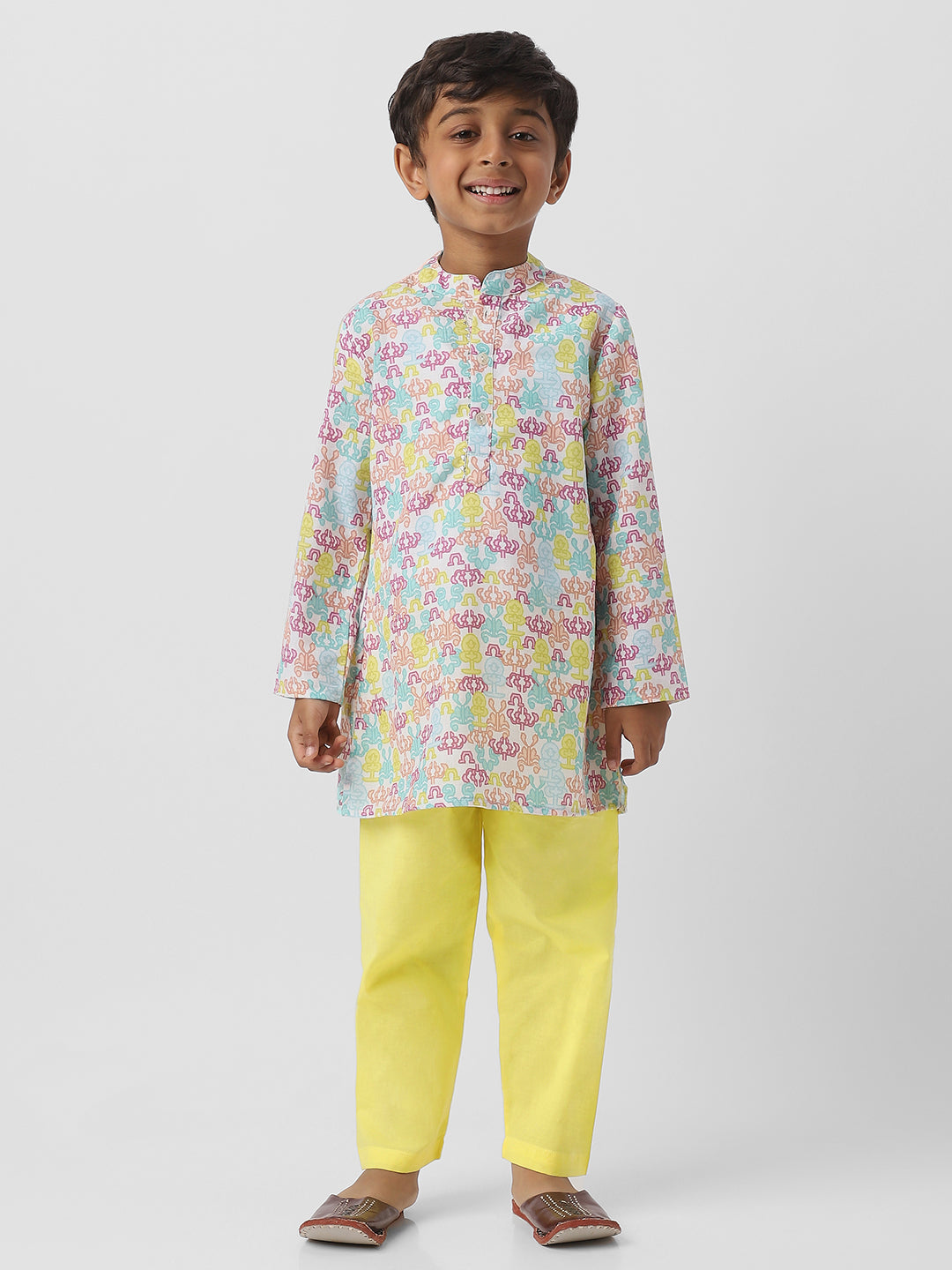 Nautinati Boys Cotton Kurta With Gota Patti Emebellishment