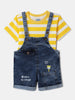 Nautinati Striped Yellow T-shirt and Blue Denim Dungaree Set for Boys