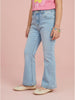 Nautinati  Girls' 100% Cotton Stretchable Bootcut Ice-blue Wash Essentials Jeans