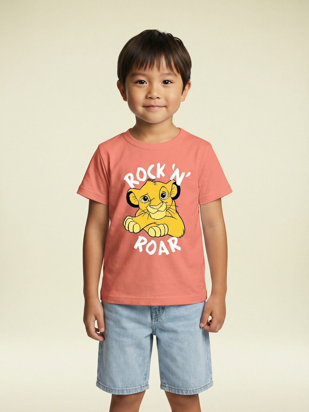 Nautinati Boys' 100% Cotton Crew Neck Disney Lion King Rock & Roar Placement Print T-shirt