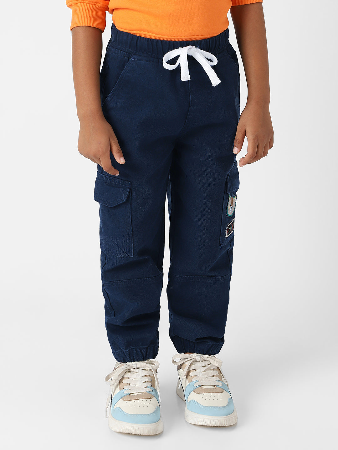 Nautinati Boys' Bear Patch Denim Cargo Style Joggers