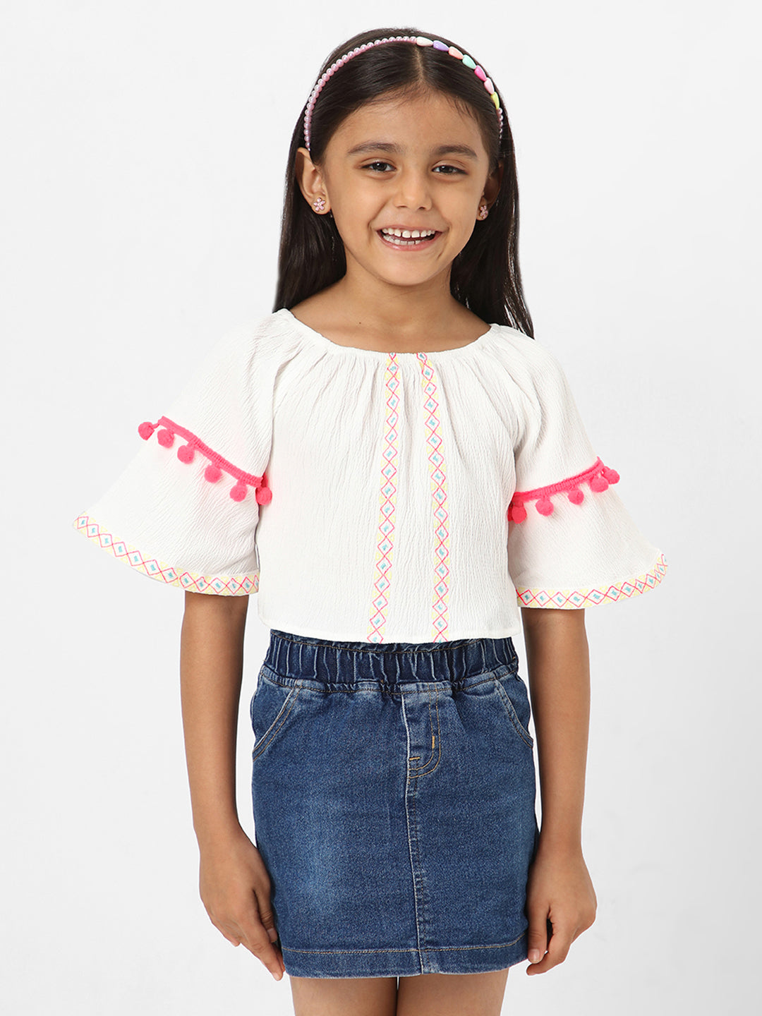 Nautinati Girls' Solid Cropped Top