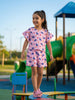 Nautinati Girls Lilo & Stitch Printed Regular Fit Round Neck T-shirt and Shorts Co-ord Set