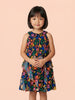 Nautinati Girls' Georgette All-over Floral Print A-line Ruffle Dress