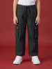Nautinati Girls' 100% Cotton Baggy Solid Wide-leg Cargo Jeans