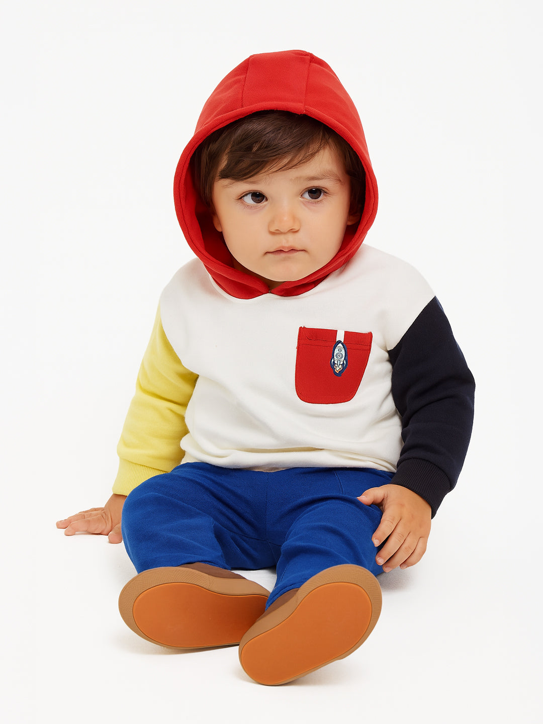 Nautinati Boys Multicolour Solid Fleece Sweatshirt