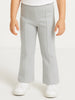 Nautinati Grey Cotton Lycra Rib Fitted & Flared Leggings For Girls