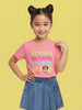Nautinati Girls' 100% Cotton Crew Neck Disney Minnie Mouse Typography Print T-shirt