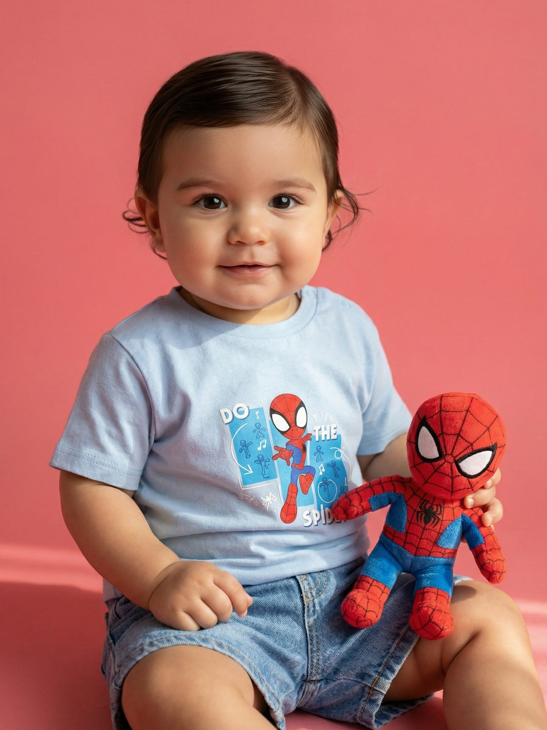 Nautinati Boys' Cotton Marvel Spiderman T-shirt with Snap Buttons