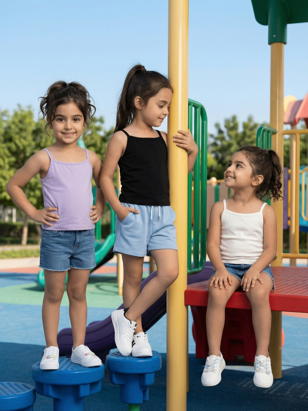 Nautinati Girls' 100% Cotton Pack of 3 Solid Essentials Camisoles