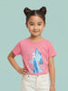 Nautinati Girls' 100% Cotton Crew Neck Disney Frozen Elsa Placement Print T-shirt
