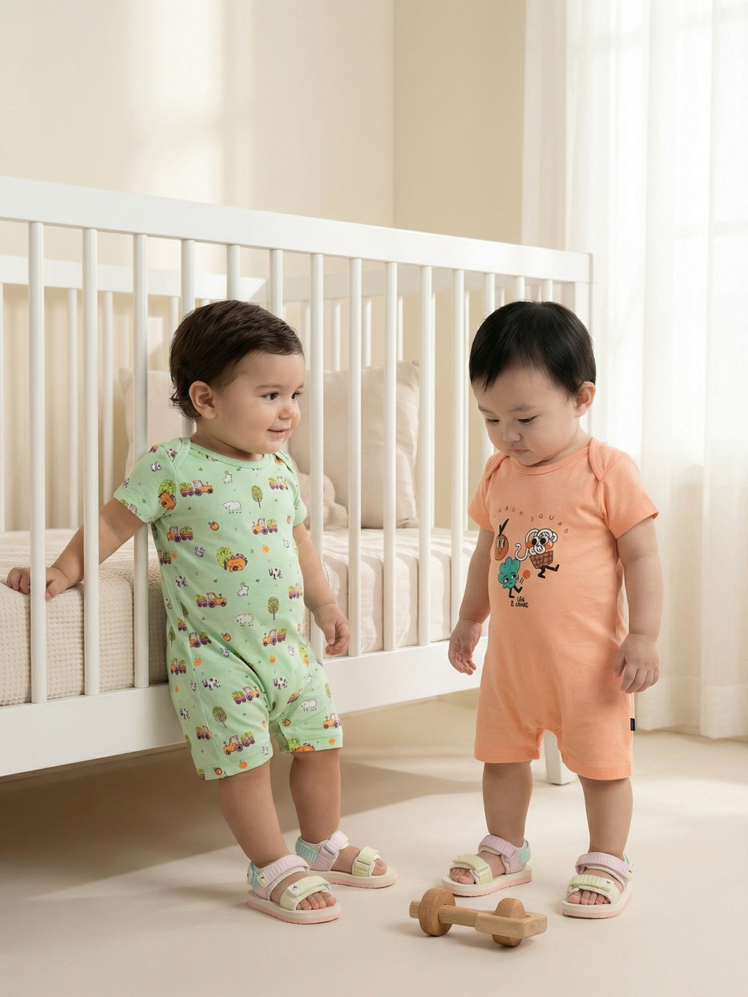 Nautinati  Baby Boys' 100% Interlock Cotton Pack of 2 Tropical Print Rompers