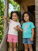 Nautinati Girls' 100% Cotton Pack of 2 Graphic & All-over Floral Print Crew Neck T-shirts