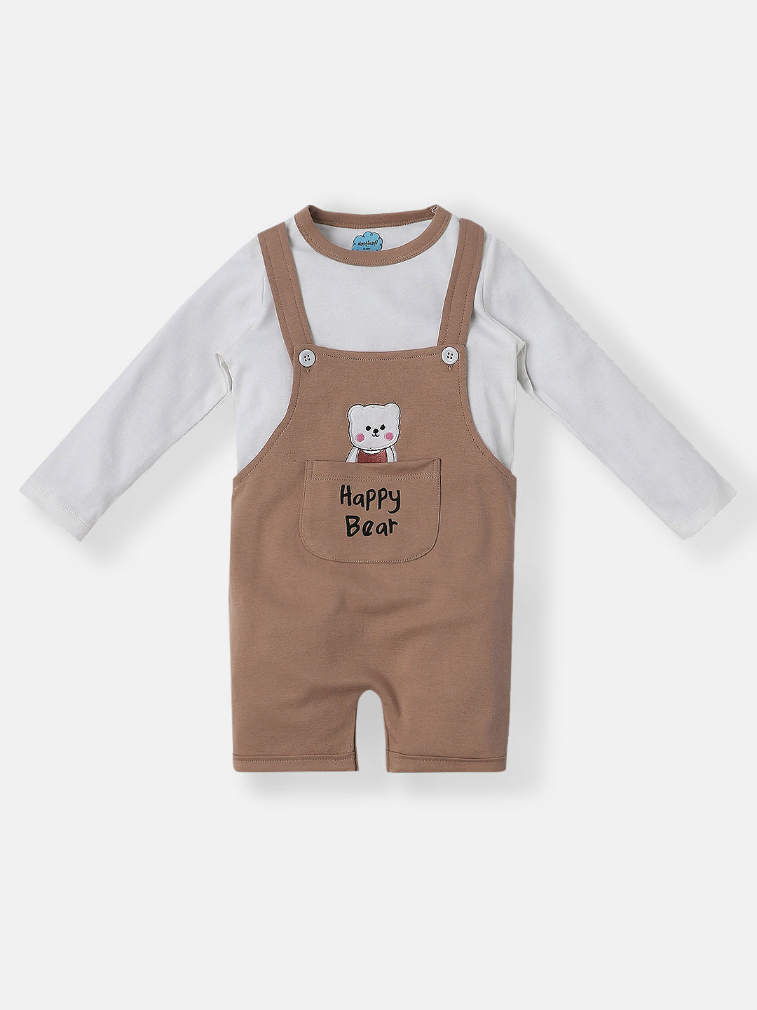 Nautinati Infants Animal Embroidery Cotton Dungaree with T-shirt