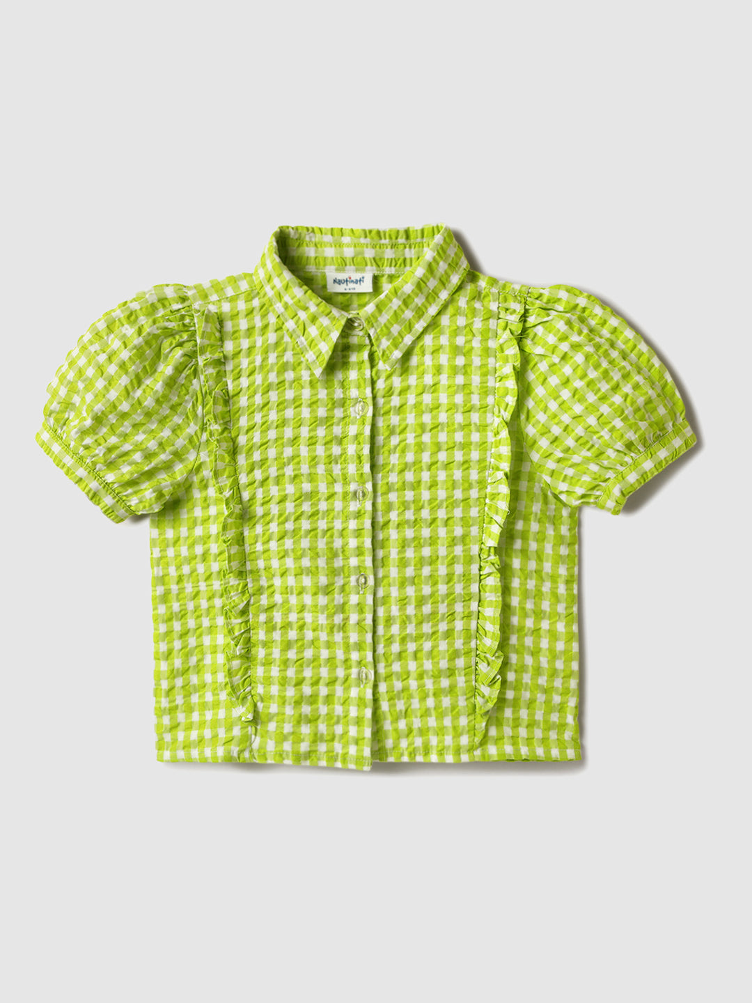 Nautinati Green Gingham Checkered Top for Girls