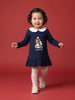 Nautinati Baby Girls Santa Christmas Sweatshirt Dress with Peter Pan Collar