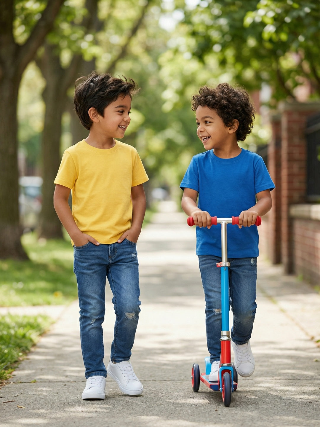 Nautinati Boys' 100% Cotton Pack of 2 Solid Essentials Crew Neck T-shirts