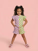 Nautinati Girls Floral Checks Print Half Sleeve Cotton T-shirt and Shorts Co-Ord Set
