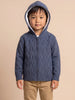 Nautinati Boys Cable Knit Zip-Up Full Sleeve Sweater, Relaxed Fit