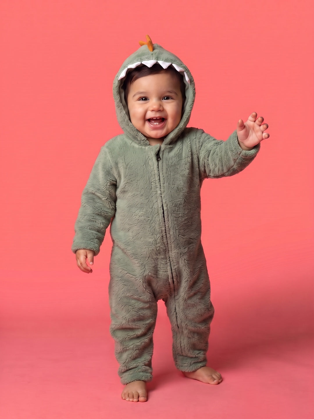 Nautinati Baby Boys Dino Fur Sleepsuit, Age 0-2 Years