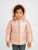 Nautinati Metallic Quilted Holographic Puffer Jacket With Fur Hood for Girls