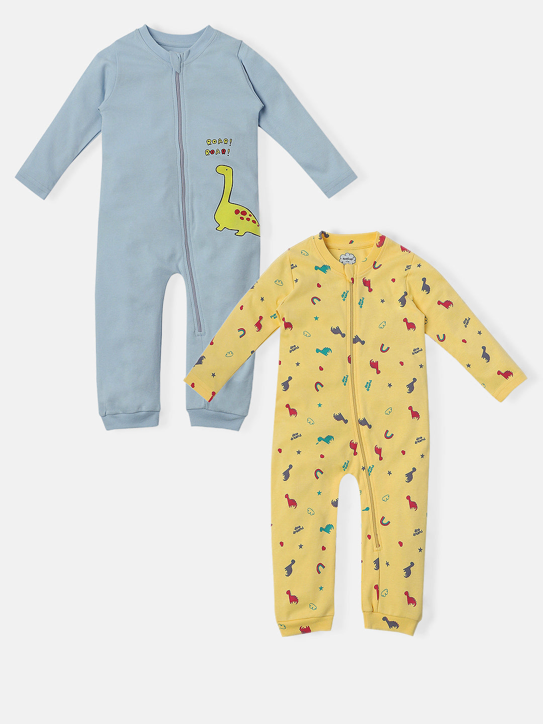 Nautinati Infants Dinosaur Print 100% Cotton Pack of 2 Sleepsuit