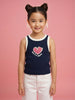 Nautinati Girls' Ribbed 100% Cotton Graphic Printed Tank Top