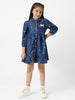 Nautinati Girls' Denim Shirt Dress With Puff Sleeves