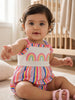 Nautinati Girls' Multicolour Striped & Embroidered Jumpsuit