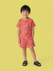 Nautinati Boys' Cars Printed Regular Fit Round Neck T-shirt and Shorts Co-ord Set