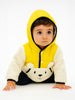 Nautinati White and Yellow Colourblocked Hooded Jacket With Bear Design for Boys