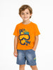 Nautinati Orange & Blue Cotton T-Shirt With Denim Shorts Set For Boys