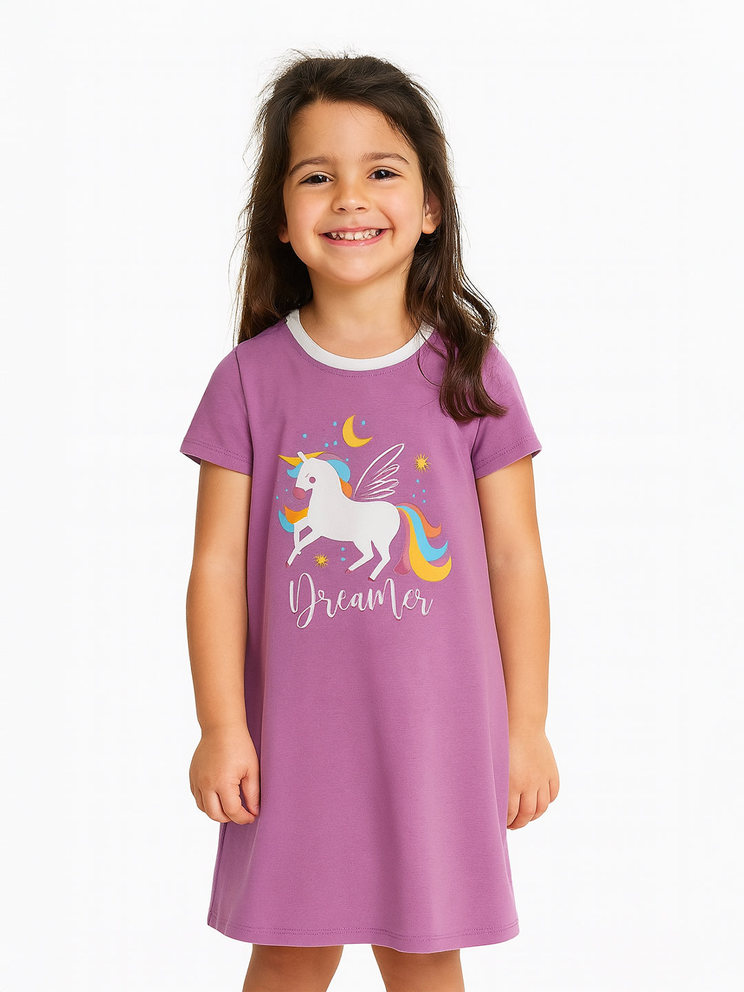 Nautinati Girls Unicorn Print Dress|Cotton| Age 2 - 10 Years